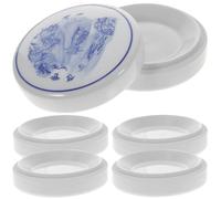 DIYEAH Vassoio per Miscelare Vernice in Ceramica a 5 Strati, Palette Rotonda per Pigmenti Acquerelli Coperchio, Set Impilabile per Pittori Amatoriali e Professionisti, Stile Casuale