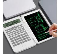 Diyeeni Calcolatrice Scientifica con Blocco Note LCD, Calcolatrice Matematica con Oltre 200 Funzioni, Ampio Display a Doppia Riga da 10+2 Cifre, Portatile per Ufficio, Scuola, Casa (WHITE)