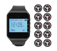 Diyeeni Cercapersone per Ristorante Wireless di Chiamata Cercapersone per Cameriere con Display LCD 500 Avviso Cicalino a Vibrazione per Hotel Ristoranti Uffici (BLACK)