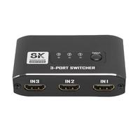 Diyeeni HDMI 2.1 Switcher 3 in 1 OUT 8K@60Hz 4K@120Hz, 3 Porte Selettore Switcher HDMI con Cavo da 80 Cm/31,5 Pollici per Console da Gioco, DVD, Video Player