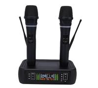 Diyeeni Kit Microfono Wireless, Doppio Microfono Dinamico Portatile con Suono Chiaro e Connessione Stabile, Alloggiamento in Lega di Alluminio ABS, per Karaoke, Canti, Matrimoni,