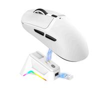 Diyeeni Mouse da Gioco Wireless Leggero, Mouse Ottico con Dock di Ricarica Magnetico RGB, Fino a 12.000 DPI, 2.4G + Cablato + Bluetooth5.3 3 modalità, 6 Pulsanti Programmabili (WHITE)