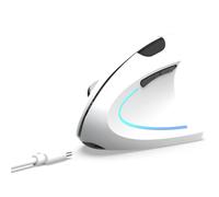 Diyeeni Mouse Ergonomico Wireless, Silenzio Verticale Ricaricabile, Bluetooth5.1+2,4 G di Connessione, 800/1200/1600/2400dpi, Mouse del Computer di Illuminazione a 7 Colori per Laptop (WHITE)