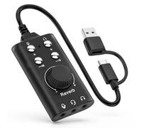 Diyeeni Scheda audio USB, scheda audio stereo esterna con controllo del volume, adattatore audio USB a jack da 3,5 mm per Windows, PC, laptop, desktop, cuffie, Plug and Play
