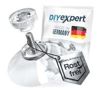 DIYexpert® - Ganci con Ventosa, Diametro 50 mm, con Filettatura M4 x 10 mm, 4 Pezzi, con Dadi zigrinati Trasparenti, Realizzati in Germania