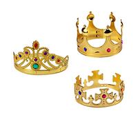 diyfixlcd 3pcs Corone d'oro Corone Compleanno Corone Prom Re e Regina Corona Set Fata Corona per Ragazzo Ragazze Donne Adulti, Oro, Taglia Unica