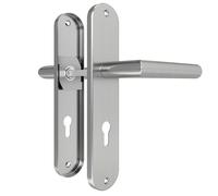 DIYGEEK Maniglie per porte interne, Türklinke per set di maniglie per porta della camera da letto, set di maniglie in acciaio inox 72MM-PZ-Profilzylinder, a forma di L, argento spazzolato