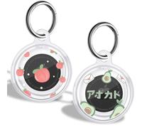 DiyGody 2 Pezzi Custodia Trasparente per Apple Airtags con Portachiavi, Accessori GPS Tracker con Motivo di Pesca Avocado per Animale Domestico/Zaino, Cover Protettiva in Silicone Lavabile AntiGraffio
