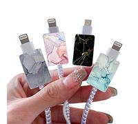 DiyGody 4 Pezzi Protezione per Raccordi a Cavo USB Tipo-C Compatibile con Phone, Protezioni per Cavi di Ricarica con Design di Marmo Scintillante, Proteggi Cavo Cellulare Accessori per Caricabatterie