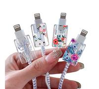 DiyGody 4 Pezzi Protezione per Raccordi a Cavo USB Tipo-C Compatibile con Phone, Protezioni per Cavi di Ricarica con Design di Fiori Margherita, Proteggi Cavo Cellulare Accessori per Caricabatterie