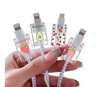 DiyGody 4 Pezzi Protezione per Raccordi a Cavo USB Type-C Compatibile con Phone, Protezioni per Cavi di Ricarica con Design di Frutta Carina, Proteggi Cavo Cellulare Accessori per Caricabatterie