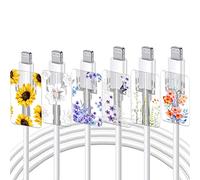 DiyGody 6 Pezzi Protezione per Raccordi a Cavo USB Tipo-C Compatibile con Phone, Protezioni per Cavi di Ricarica con Design di Floreale Carina, Proteggi Cavo Cellulare Accessori per Caricabatterie