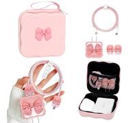 DiyGody Borse Organizer con Kit di Protezione Caricabatterie 18/20W Compatibile con iPhone, Borsa Accessori Elettronici in Impermeabile EVA per Ragazze, Viaggio Organizzatore Cavo USB, Papillon Rosa