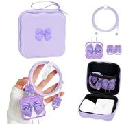 DiyGody Borse Organizer con Kit di Protezione Caricabatterie 18/20W Compatibile con iPhone, Borsa Accessori Elettronici in Impermeabile EVA per Ragazze, Viaggio Organizzatore Cavo USB, Papillon Viola