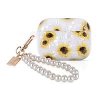 DiyGody Custodia glitterata Compatibile con AirPods Pro 3, Sparkle Borsa con Portachiavi Perla per Donne, Antiurto Ultra Sottile TPU Anti Antiscivolo, Antigraffio, Antipolvere, Girasoli