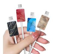 DiyGody Elegante 4 Pezzi Protezione per Raccordi a Cavo USB Tipo-C Compatibile con Phone, Protezioni per Cavi di Ricarica con Design di Marmo, Proteggi Cavo Cellulare Accessori per Caricabatterie