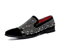 DIYHM Classic Drive Loafer per uomo Business Oxfords con Decor Massage Slip on PU Leather Turn Toe Suola in gomma Suola in gomma cucita Desgin (Color : Black, Dimensione : 42 EU)