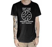 Diyilu Crass Fight War Not War T Shirt - Punk Hardcore Anarchist Anarchy Symbol Black L