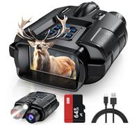 Diyimin Binocolo con visione notturna 4K, zoom 8X, IR 600 m, 5000 mAh, schermo HD da 3", occhiali per visione notturna per adulti, con scheda TF da 64 GB, impermeabile IP65 e leggero, per campeggio e