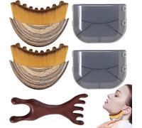 Diyixisk Set 3 Pezzi Drenaggio Linfatico Viso Spazzole Fibre Alpine + Pettine Meridiani Doppia Testa per Contorno Viso, Anti-Gonfiore, Modellamento