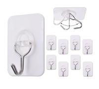 DIYJEP Ganci da Attaccare Resistenti, Ganci Adesivi per Appenderli 10kg, Ganci da Parete Autoadesivi Trasparenti, Impermeabili Ganci Appiccicosi Extra Forti per Bagno E Cucina (9 Pezzi)