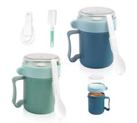 DIYJEP Mepal - 2 bicchieri per cereali con coperchio e cucchiaio, contenitore Overnight Oats da 500 ml, pratico e portatile, a prova di perdite, per colazione, pranzo