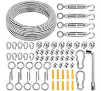 DIYLAND Set di corde in acciaio inox da 35 m spesse 3 mm, filo per immagini resistenti per piante rampicanti, lampade a sospensione e recinzioni da giardino, 7 x 7 fili
