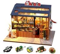 Diymnhaus - Kit fai da te in legno 3D per casa delle bambole in stile giapponese, con luci LED, regalo creativo per adulti (Sakura Sushi)