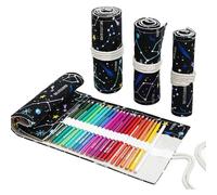 DIYOMR 12/24/36/72 slot per matite arrotolabili, astuccio per matite colorate artistiche, astuccio corto per pennelli e matite, organizer per disegnare, colorare e fare schizzi (costellazione, 12