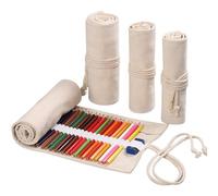 DIYOMR 12/24/36/72 slot per matite arrotolabili, astuccio per matite colorate artistiche, astuccio corto per pennelli e matite, organizer per disegnare, colorare e fare schizzi (bianco, 12 slot)