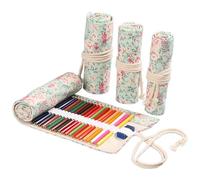 DIYOMR 24/36/72 slot per matite arrotolabili, astuccio per matite colorate artistiche, astuccio corto per pennelli e matite, organizer per disegnare, colorare e fare schizzi (piccolo floreale, 12