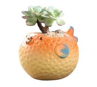 DIYOMR Fioriera in ceramica a forma di animale carino, pesce palla dal ventre grande, vaso per piante grasse, piccolo vaso per piante grasse per mini piante, fiori, cactus, piante non incluse
