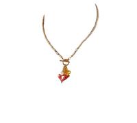 Diyouke Collana girocollo con perline colorate da spiaggia estiva Y2K da 2 pezzi con pendente a cuore for donna - Regalo di gioielli con chiusura frontale alla moda