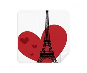 DIYthinker Amore Cuore Torre Eiffel Francia Luogo d'Interesse Occhiali Panno di Pulizia dello Schermo del Telefono Cleaner Tessuto della Pelle Scamosciata 2 Pezzi