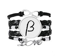 DIYthinker - Braccialetto in pelle intrecciata con alfabeto greco Beta, colore: nero