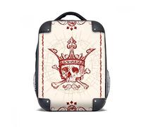 DIYthinker Caso Carta Difficile Cuori Spade Corona Rossa Skeleton Poker Tracolla Zaino Regalo dei Bambini 15"