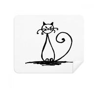 DIYthinker Coda riccia Cat Smile Sit Linea Screen Phone Cleaner Occhiali Panno di Pulizia 2 Pezzi in Tessuto Scamosciato