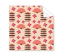 DIYthinker Culture del Giappone di Stile Sveglio Giapponese Rosa Temple Tower Fan Sakura Art Ripetere Illustrazione Modello Occhiali Panno Panno di Pulizia dello Schermo del Telefono 5pcs Cleaner