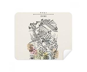 DIYthinker Dali Parco tra Affollato Case Cina Screen Phone Cleaner Occhiali Panno di Pulizia 2 Pezzi Tessuto della Pelle Scamosciata
