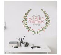 DIYthinker Decorazioni di Natale con corona bella creativa per l'illustrazione casa Merry Christmas Sticker Wedding Decor vinile impermeabile parete del PVC della carta da parati Decal rimovibile