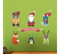 DIYthinker Decorazioni di Natale con l'illustrazione di Santa Penguins Elk Fox Buon Natale Sticker Wedding Decor vinile impermeabile parete del PVC della carta da parati Decal rimovibile