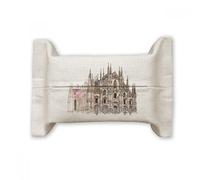 DIYthinker Duomo di Milano in Tessuto Milano Italia Cotone Lino Holder Copertina di conservazione della Carta Regalo Contenitore 17x27cm
