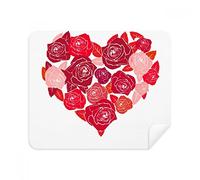 DIYthinker Forma di Cuore Rosa Rose San Valentino Screen Phone Cleaner Occhiali Panno di Pulizia 2 Pezzi in Tessuto Scamosciato