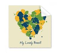 DIYthinker Giallo Blu Verde a Forma di Cuore My Lovely Brasile Slogan Brasile Cultura Occhiali Panno di Pulizia del Panno dello Schermo del Telefono 5pcs Cleaner
