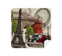 DIYthinker Old Car Francia Torre Eiffel Occhiali Panno di Pulizia dello Schermo del Telefono Cleaner Tessuto della Pelle Scamosciata 2 Pezzi