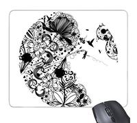 DIYthinker Piante da Fiore Nero Bianco Art Grano Silhouette Illustrazione del Modello Rettangolo Antiscivolo in Gomma Mousepad Mouse Game Pad