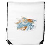 DIYthinker Pittura Cultura Giapponese Forma di Pesce d'Acqua Inchiostro Borse dello Zaino Drawstring Shopping Regalo Sport