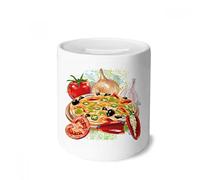DIYthinker Pizza Italia Tomato Food Aglio Salvadanaio Casse di Risparmio in Ceramica della Moneta di Caso per Bambini Adulti Multicolore