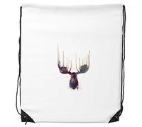 DIYthinker Renna Testa di Animale Effetto Artistico Colorate dello Zaino Drawstring Shopping Bags Regalo Sport