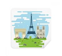 DIYthinker Torre Eiffel Francia Luogo d'Interesse Illustrazione Occhiali Panno di Pulizia dello Schermo del Telefono Cleaner Tessuto della Pelle Scamosciata 2 Pezzi